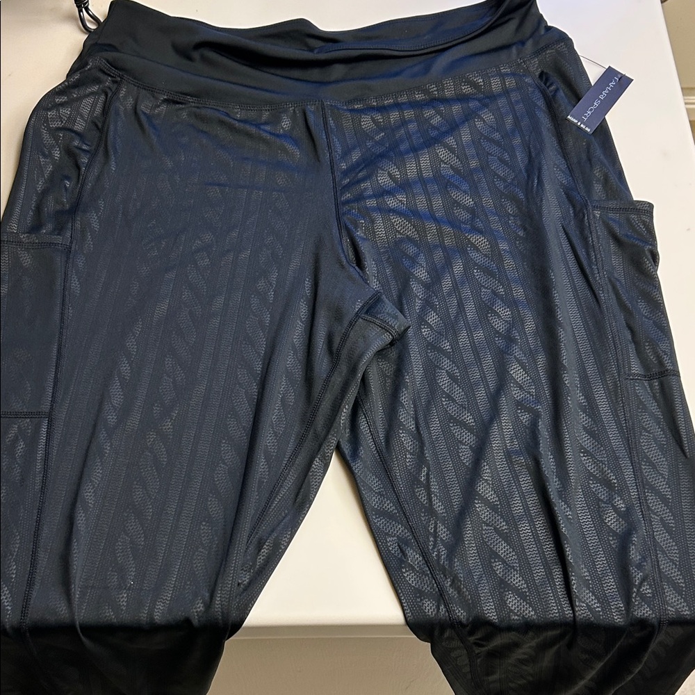 Tahari Sport Black Patterned Leggings 3X